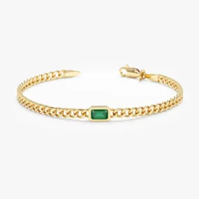 Cuban Chain Emerald Bracelet, Chandler