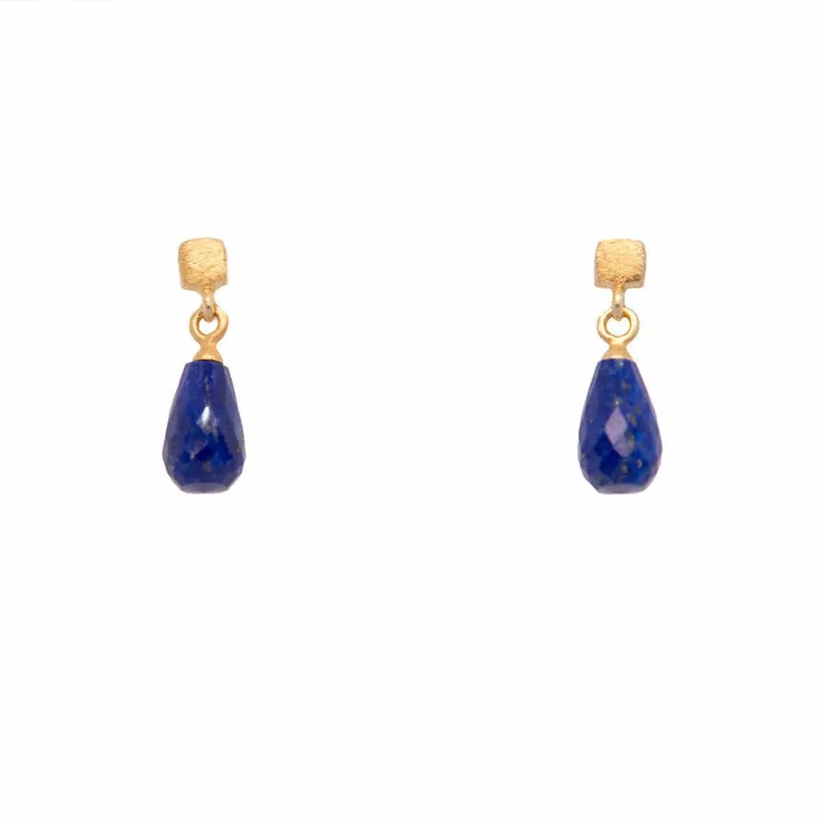 Cube Post Earrings Lapis 24K Fair Trade Gold Vermeil