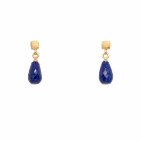 Cube Post Earrings Lapis 24K Fair Trade Gold Vermeil