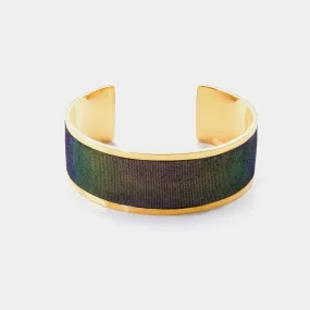 Cuff Bracelet, Emerald, Gold-plated