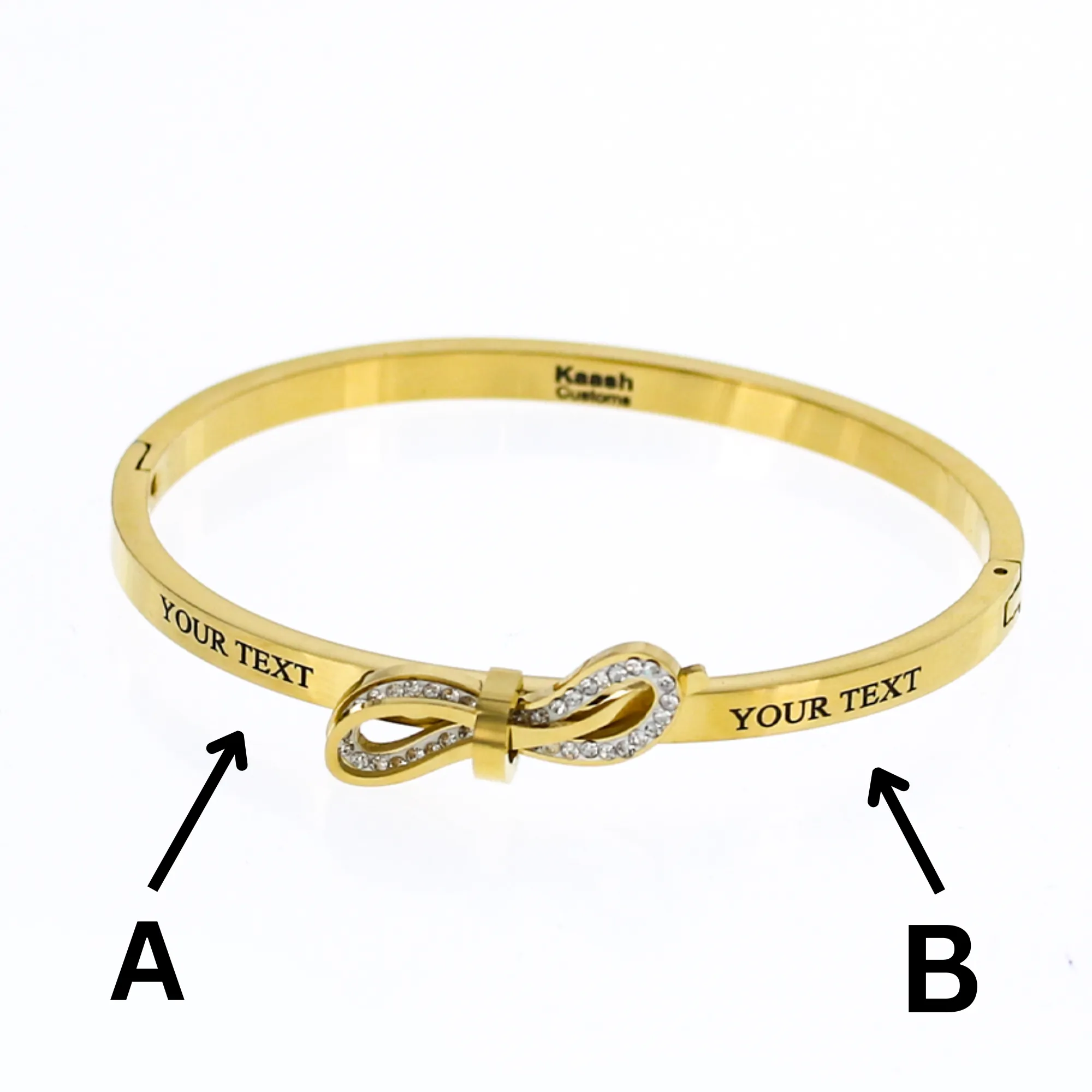 Custom Engraved Gold infinity Bangle Bracelet KCBB 14