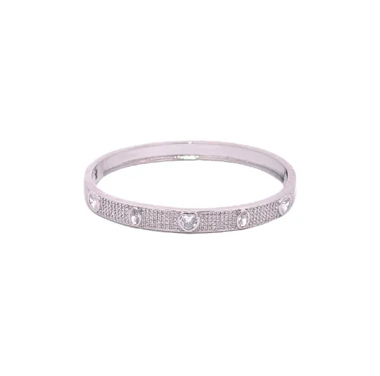 CZ Paved Stone Bangle Bracelet (B117)