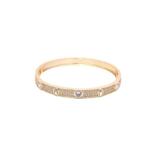 CZ Paved Stone Bangle Bracelet (B117)