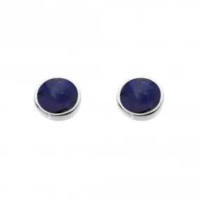 Dew Sterling Silver Round Synthetic Lapis Stud Earrings 3060LP014