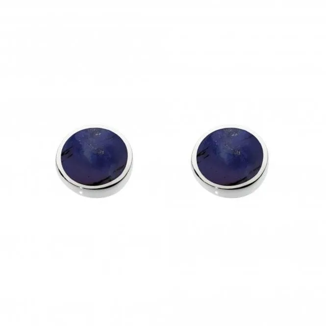 Dew Sterling Silver Round Synthetic Lapis Stud Earrings 3060LP014