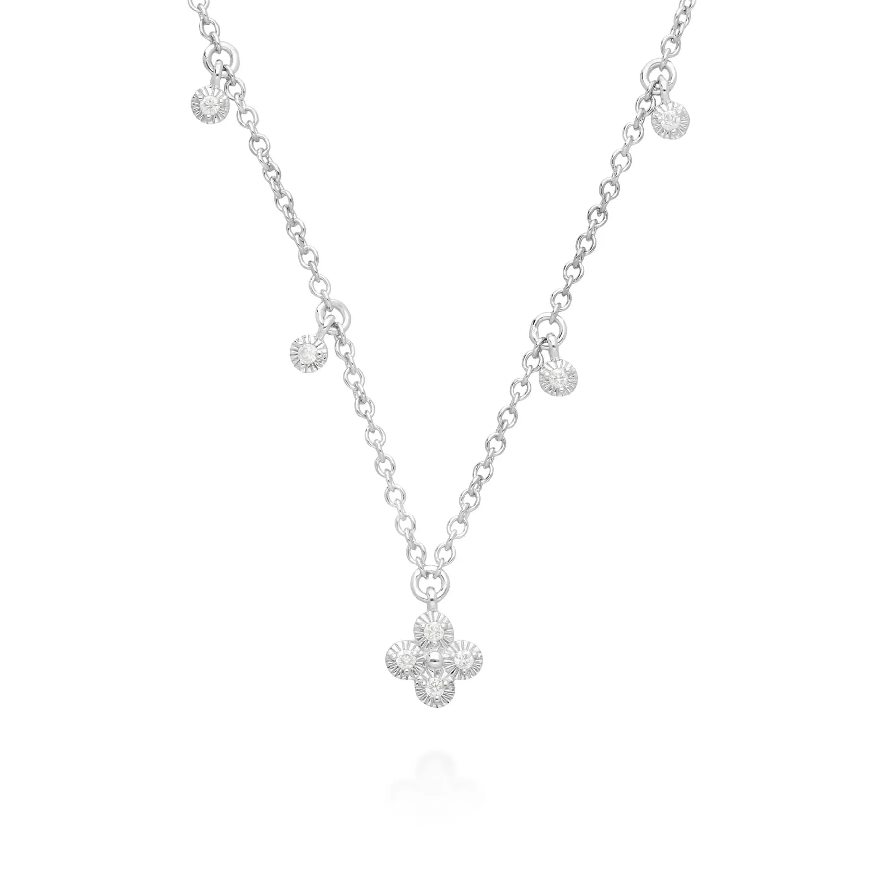 Diamant Blumen Chocker Halskette mit Anhängsel in 9ct Weiß Gold