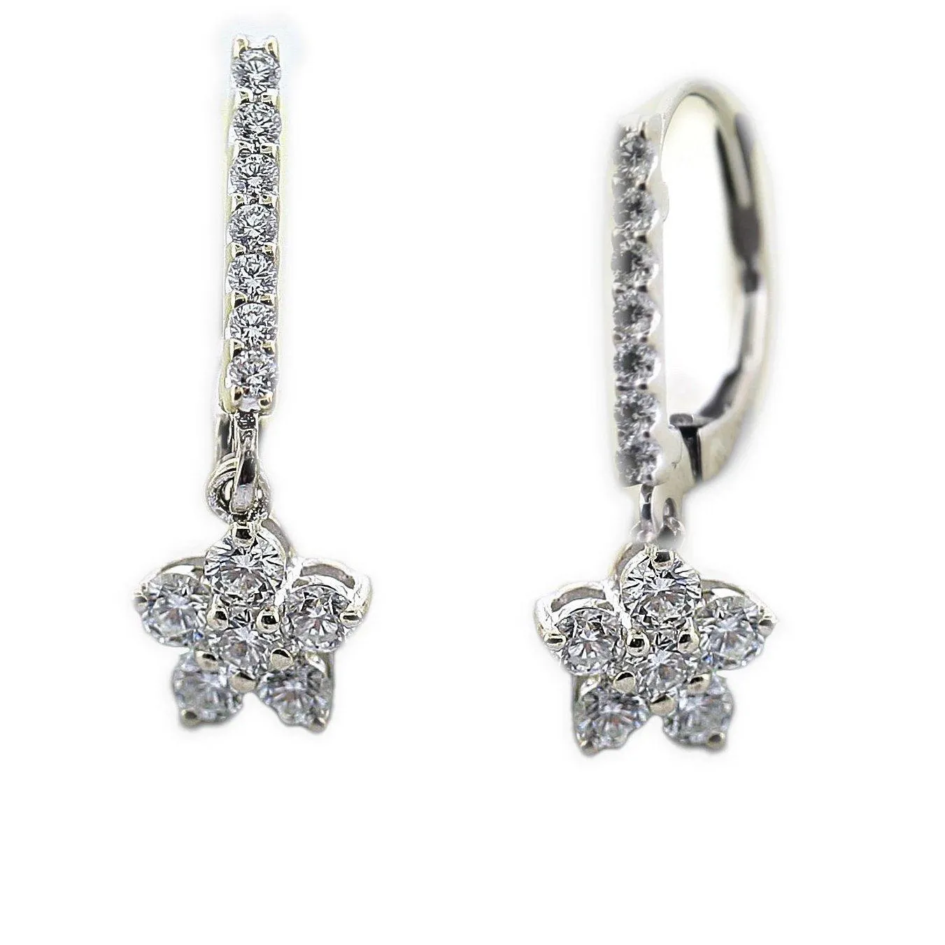 Diamond Flower Earrings White Gold