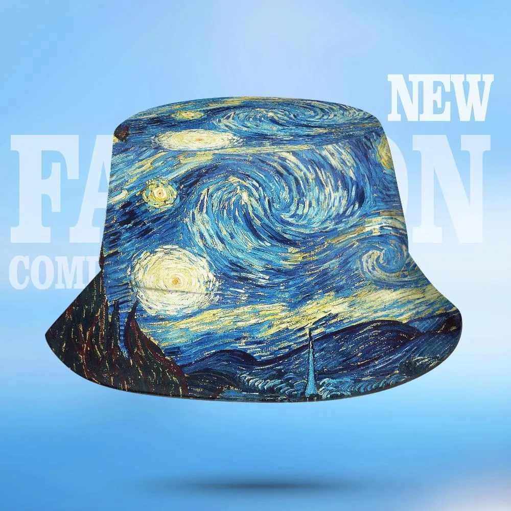 Double-Side-Wear Summer Bucket Hat Funny Bucket Hats Unisex Print Beach Sun Cap Reversible Avocado White