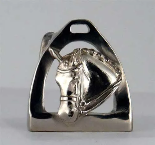 Dressage Horse and Stirrup Belt Buckle in Bronze