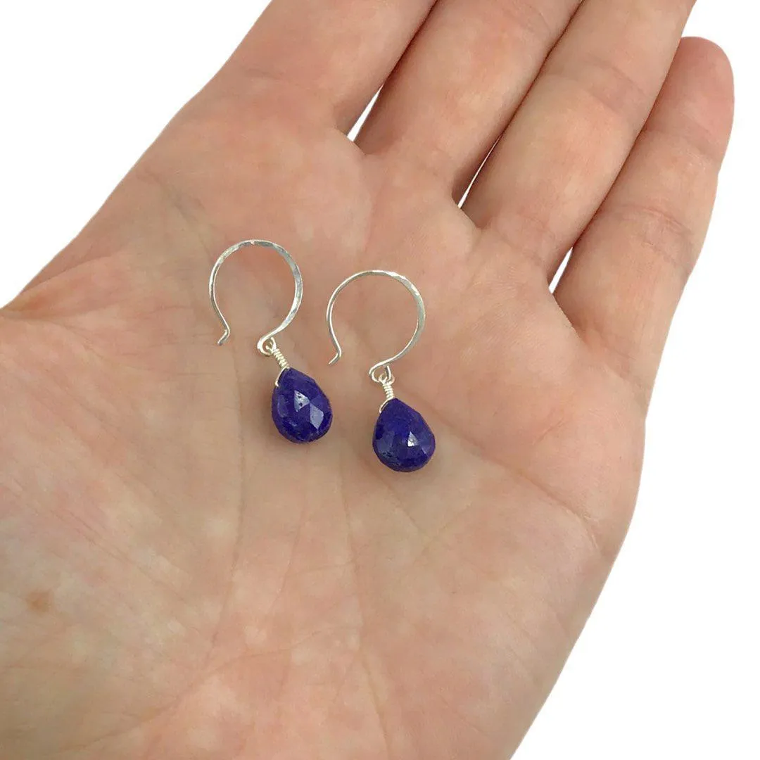 Earrings - Midnight Cobalt Gold Lapis Lazuli Drops Sterling by Foamy Wader