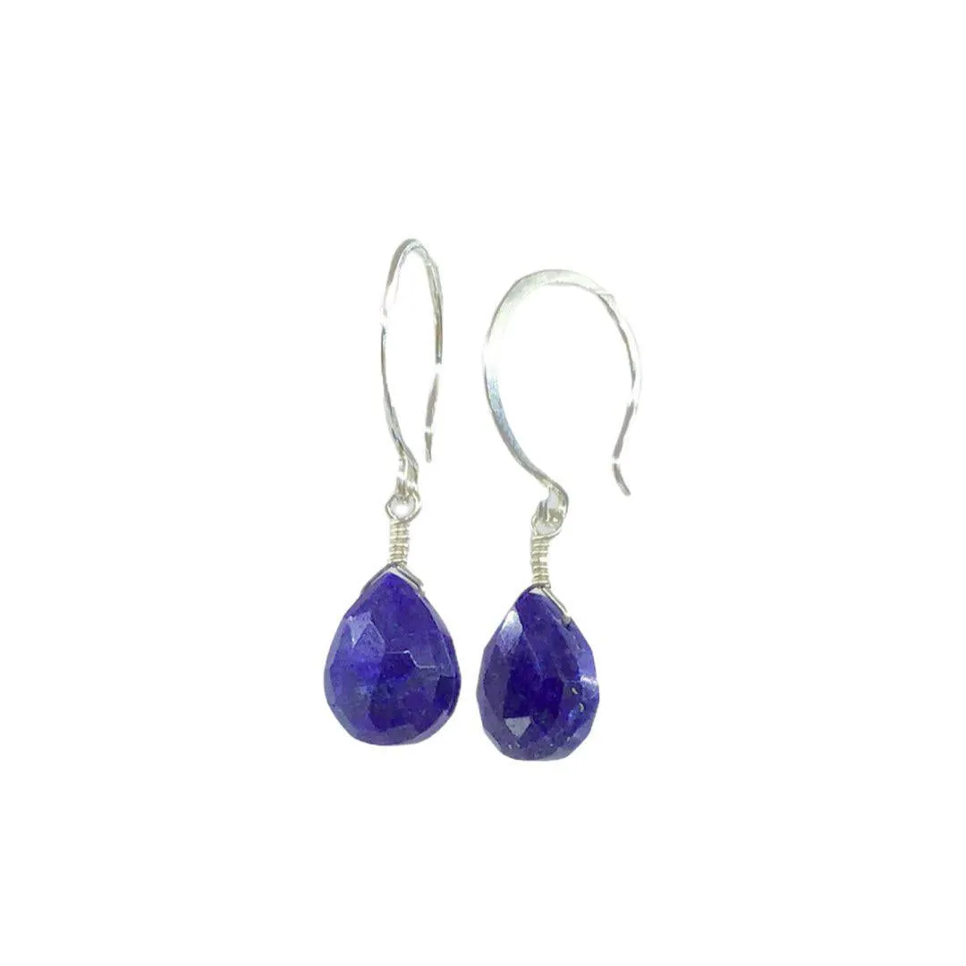 Earrings - Midnight Cobalt Gold Lapis Lazuli Drops Sterling by Foamy Wader