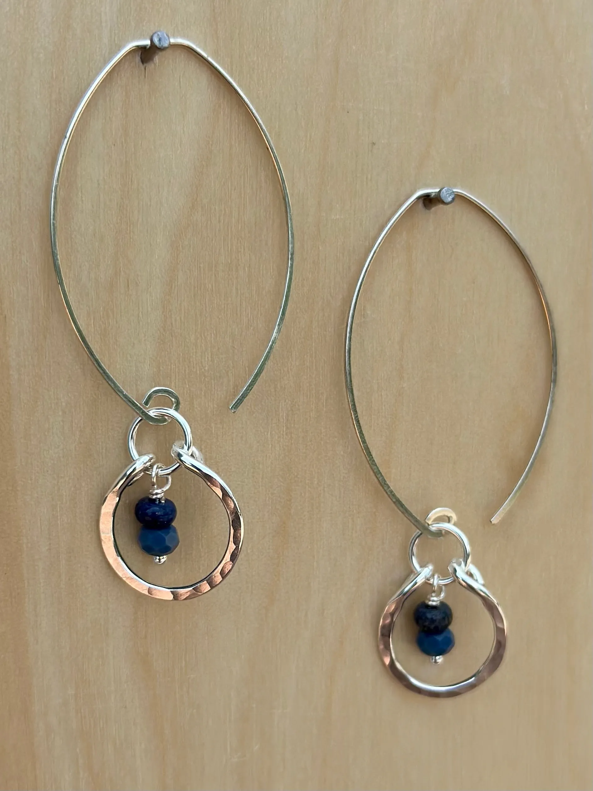 earrings. small hammered circle drops