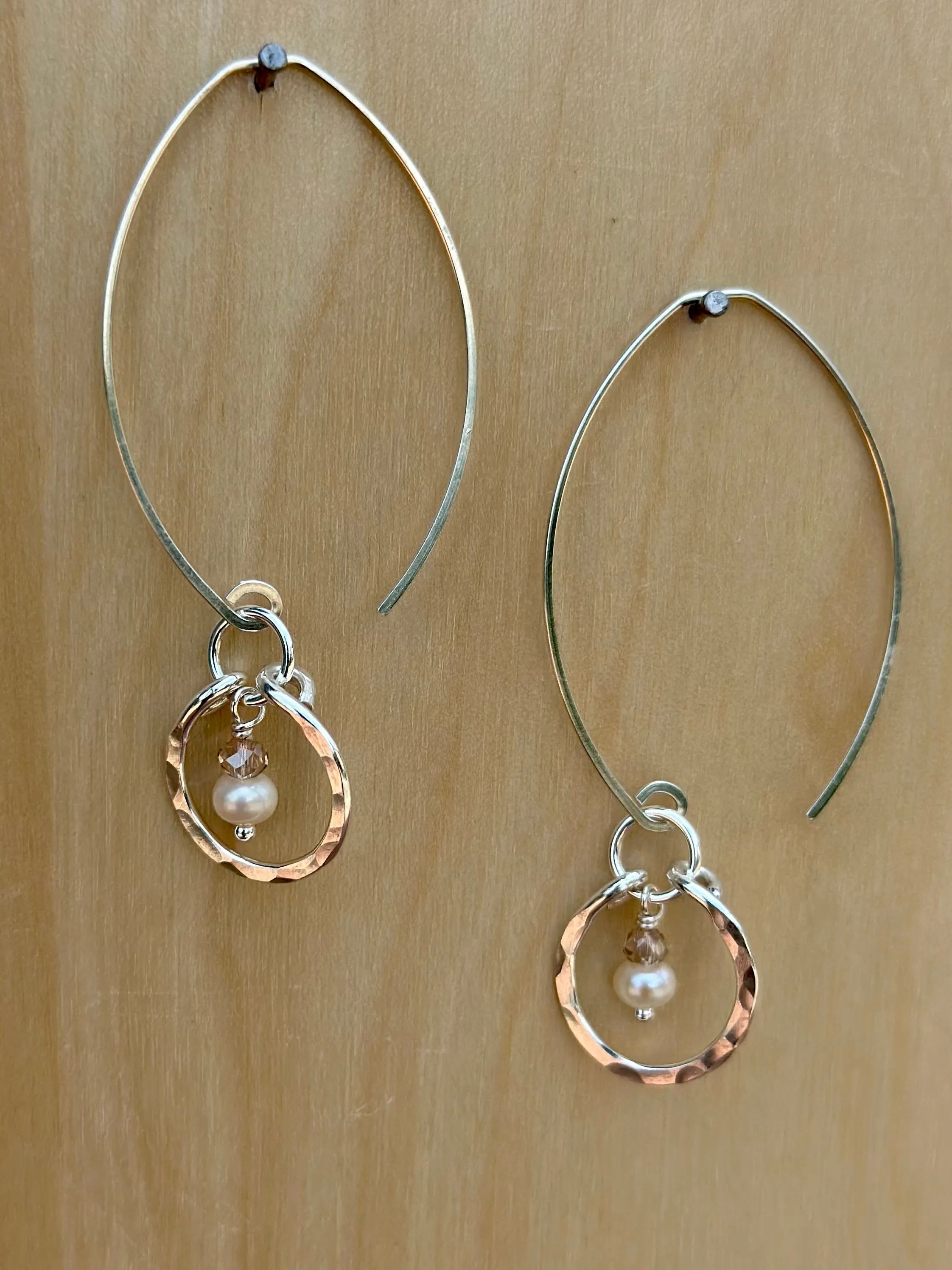 earrings. small hammered circle drops