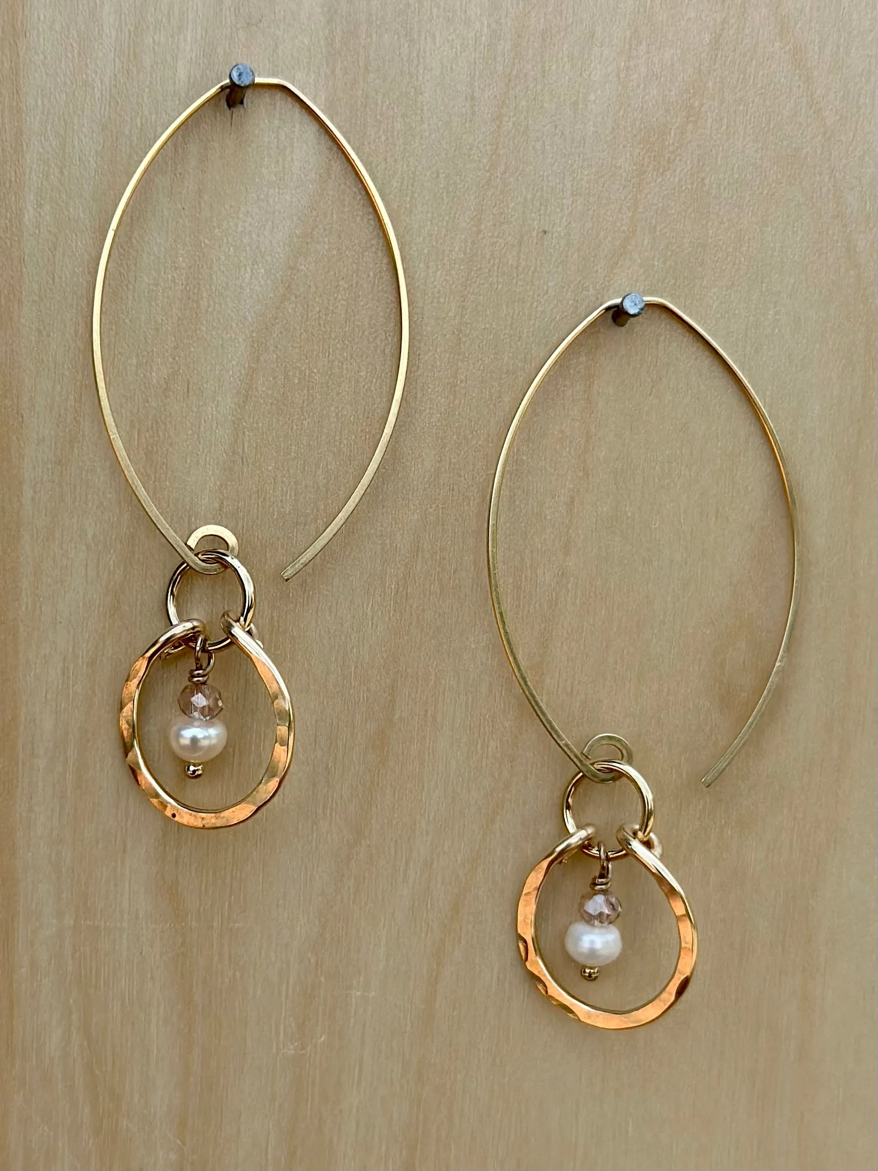 earrings. small hammered circle drops