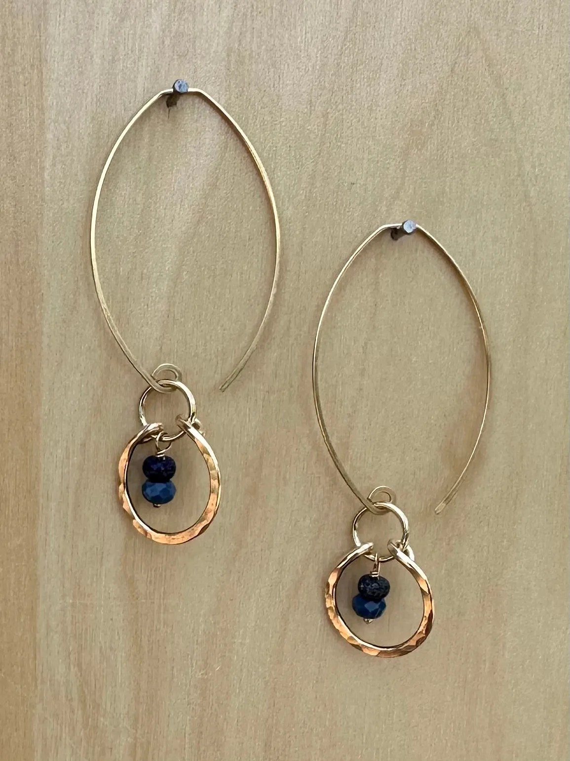 earrings. small hammered circle drops