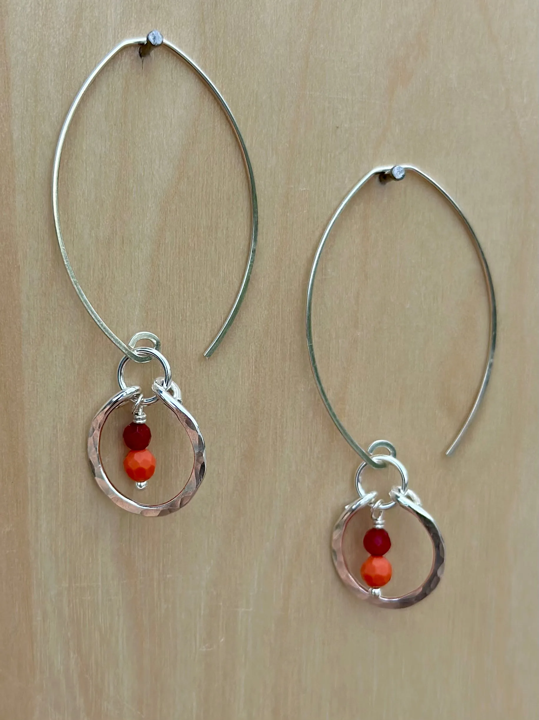 earrings. small hammered circle drops