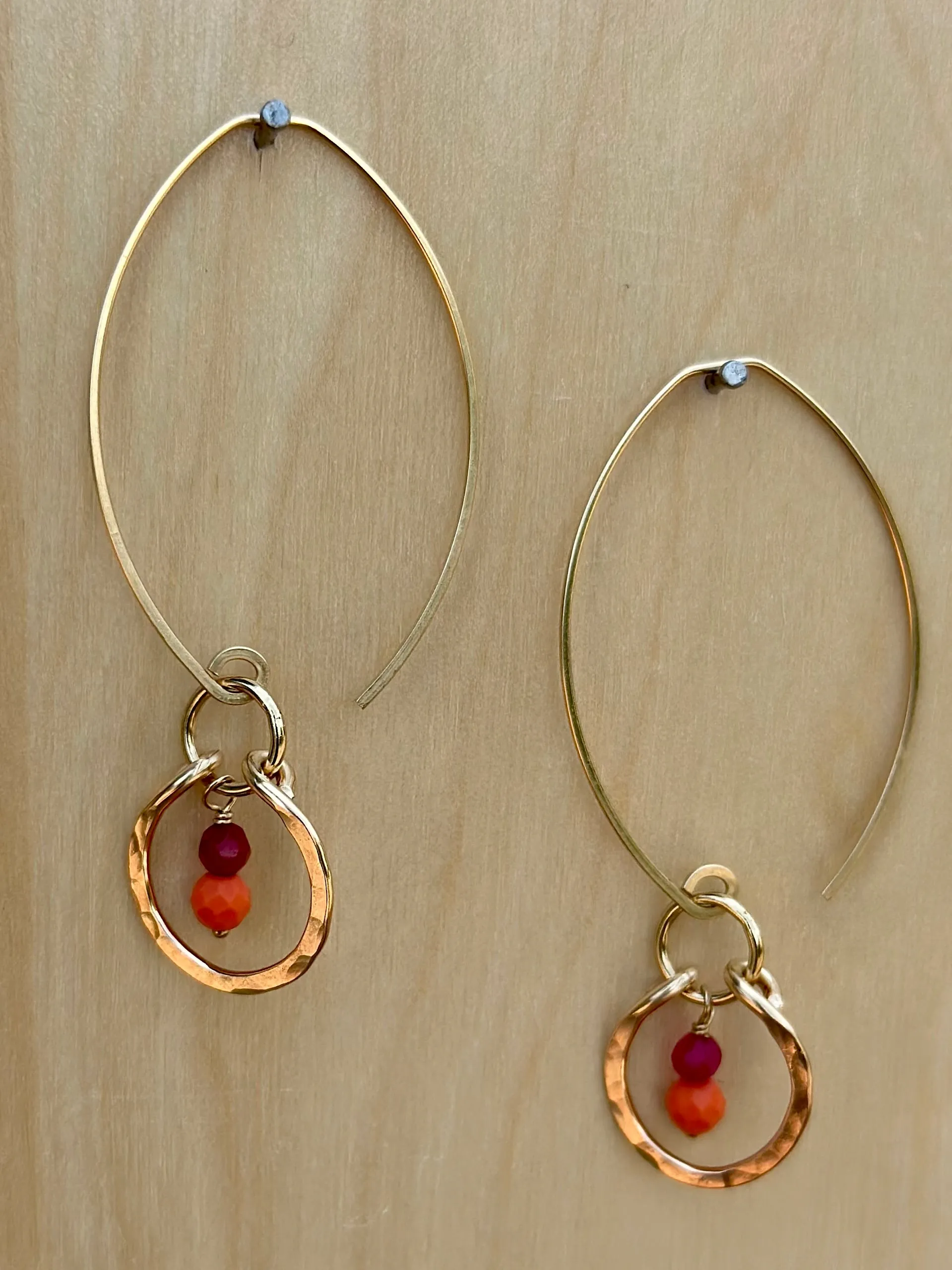 earrings. small hammered circle drops