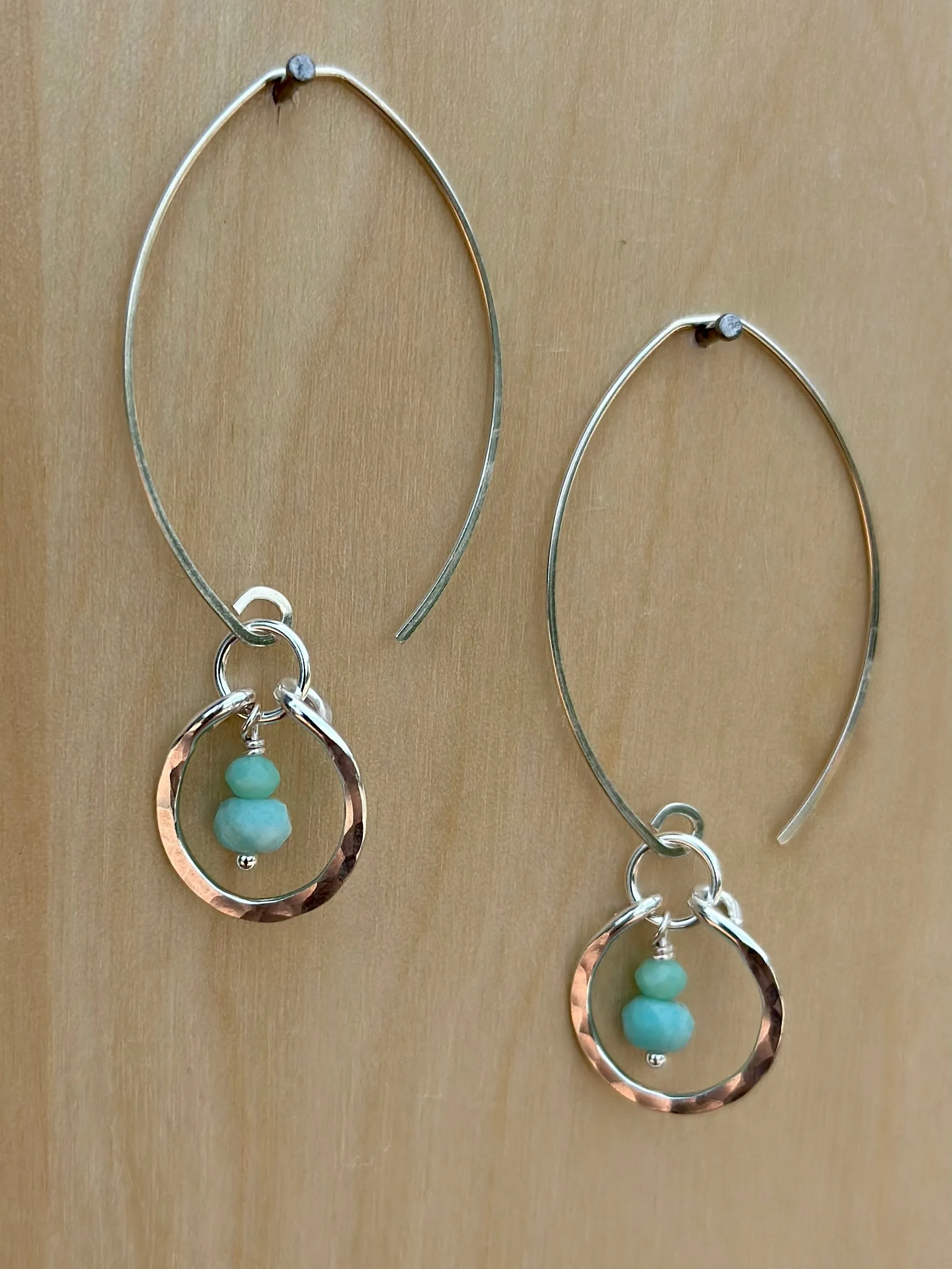 earrings. small hammered circle drops