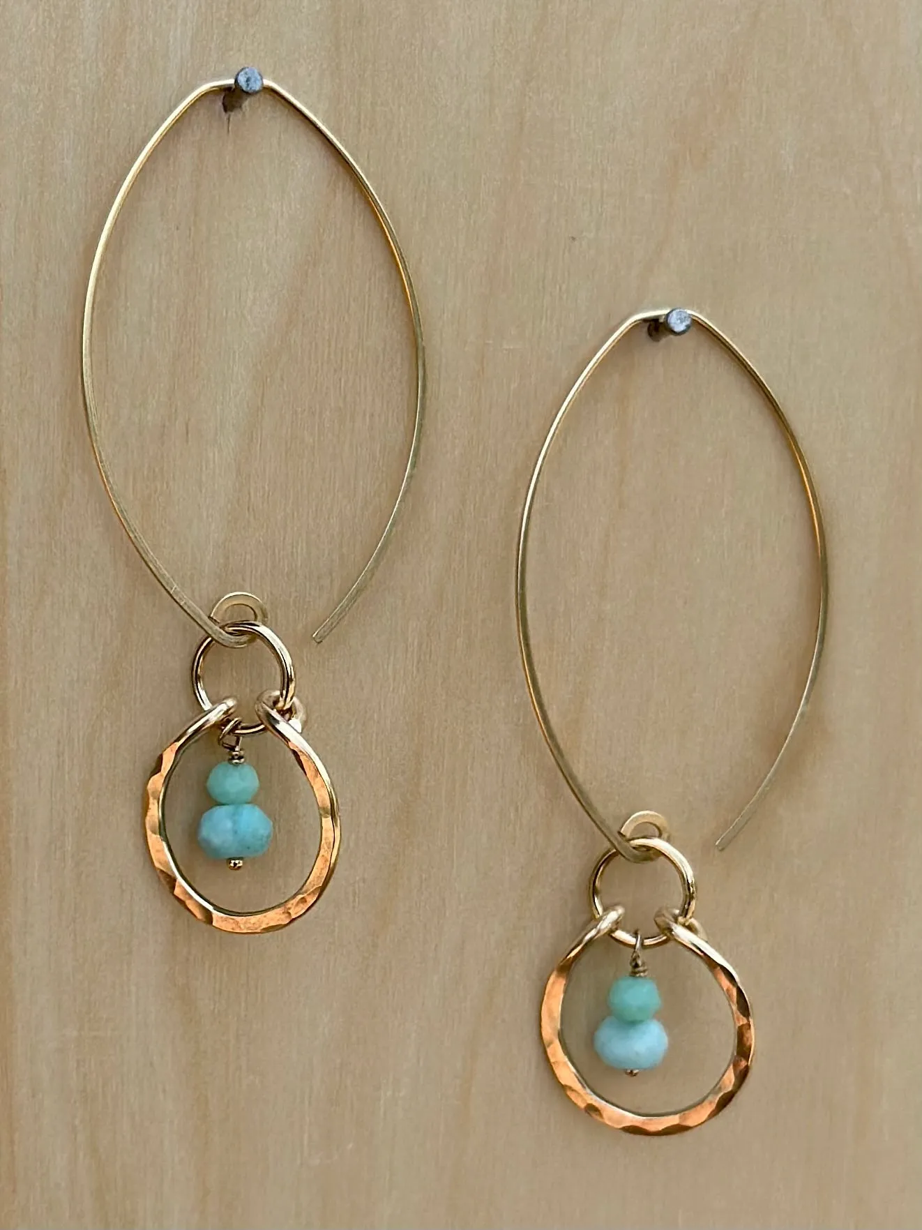 earrings. small hammered circle drops