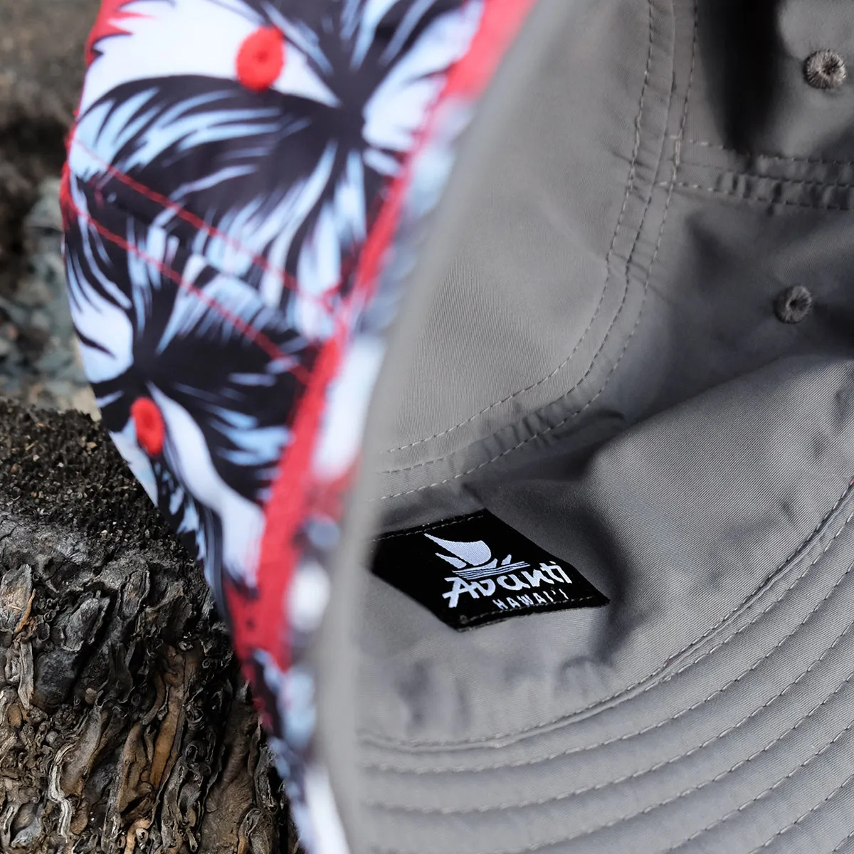 Electric Palms Reversible Bucket Hat - Red/Charcoal