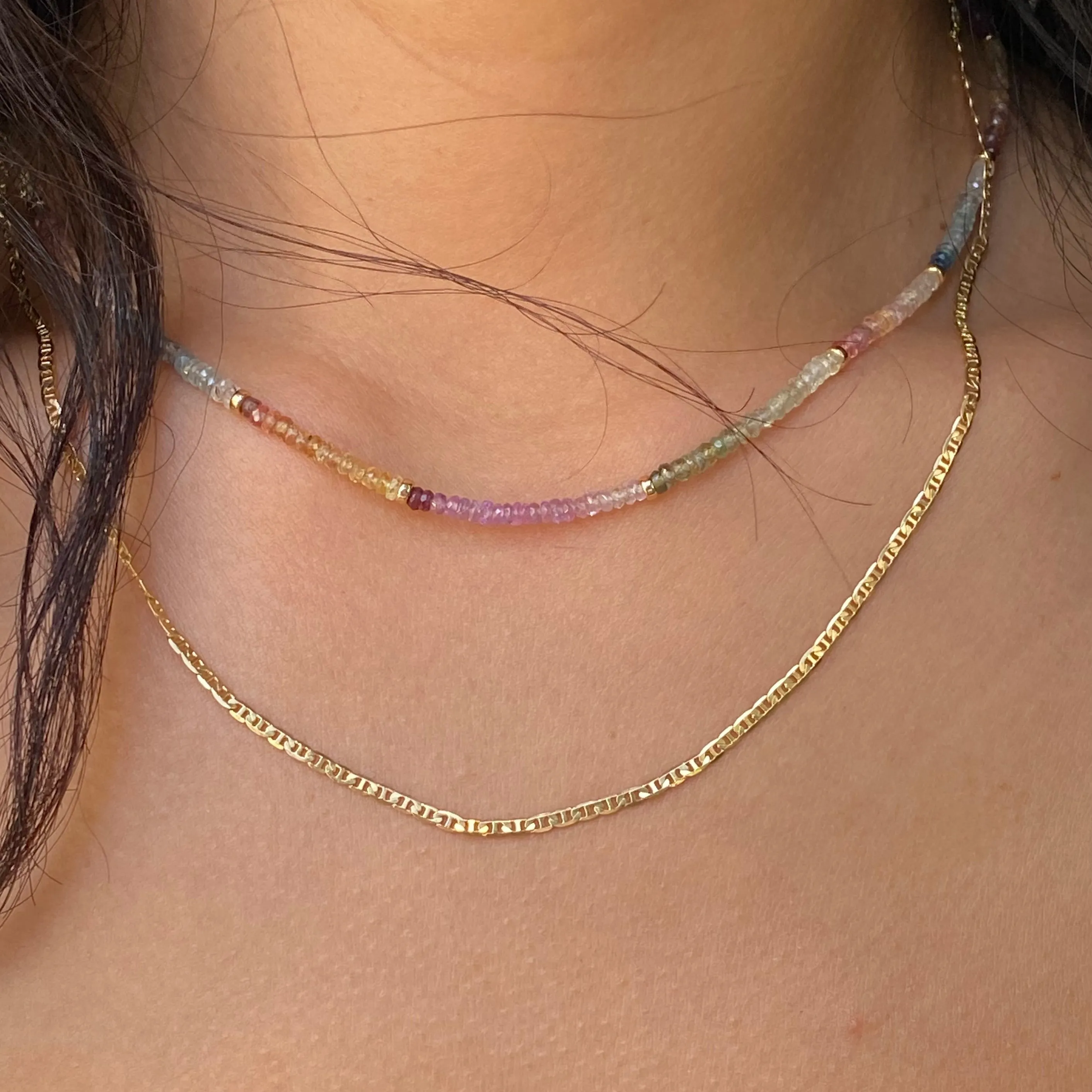 Elton Choker Necklace ~ Sapphire - 14Kt Gold Filled