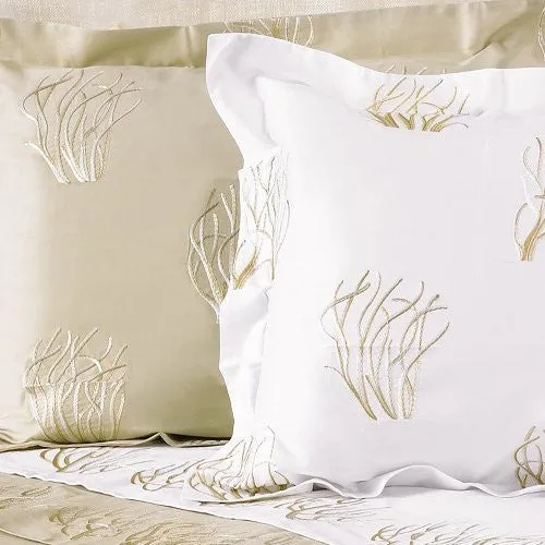 Embroidered Coral Cotton Sateen Bed Linens Close-Outs!