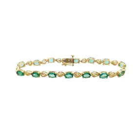 Emerald Leaf Tennis Bracelet (14K)