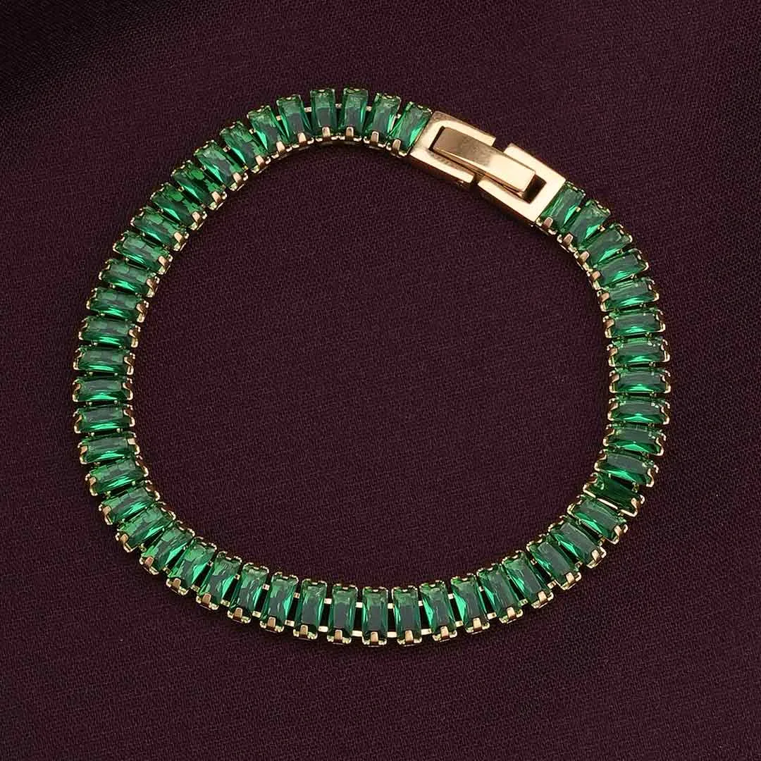 Emerald Link Green Stone Bracelet