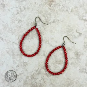 ERZ211105 -09 -10  Coral Teardrop Hoop Earrings