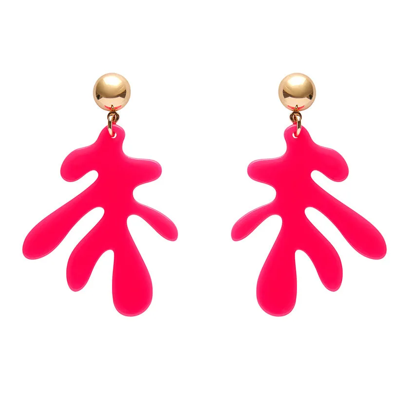 Essentials Coral Drop Earrings - Neon Pink