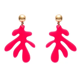 Essentials Coral Drop Earrings - Neon Pink