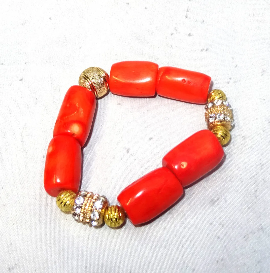 Extra Long All Gold Bling 1 Layers Original Traditional African Coral Beads Silver Bling Necklace Jewelry Set