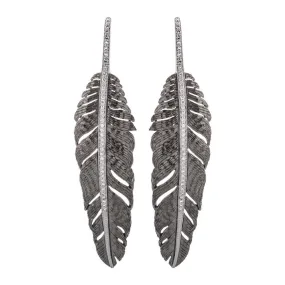 Feather 70mm Earrings with Diamonds