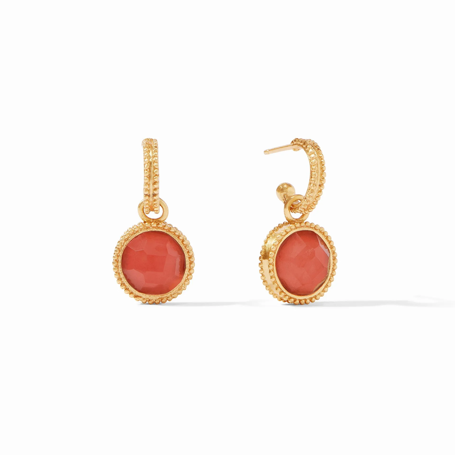 Fleur-de-Lis Hoop & Charm Earring Iridescent Coral