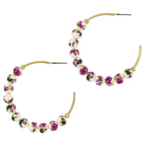 Floral Bead Hoop Earrings