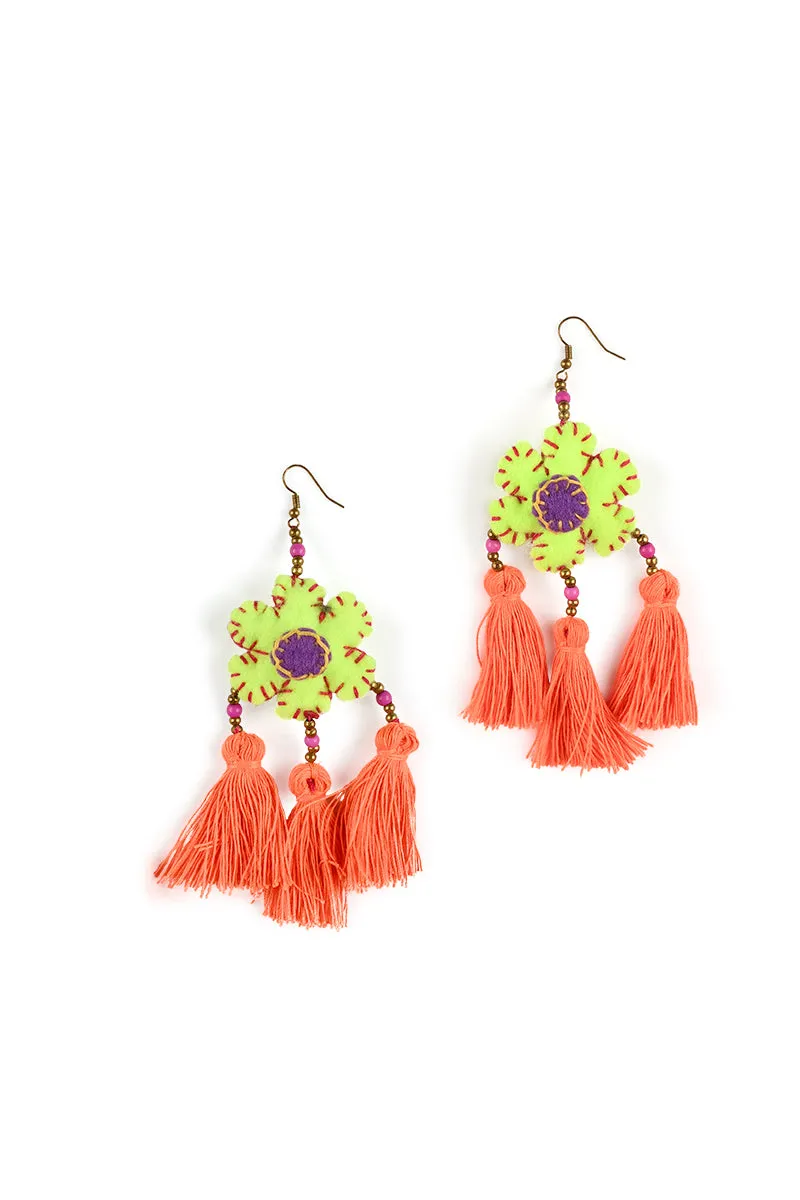 Flower Tassel Earrings