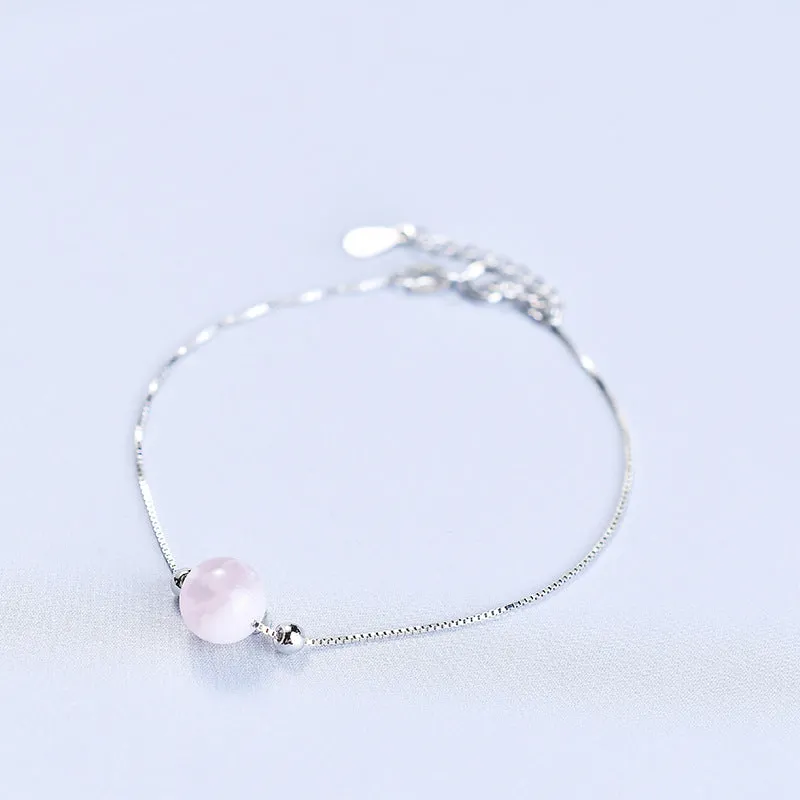 Fortune's Favor Strawberry Crystal Bracelet with Single Ring - Elegant Copper Jewelry