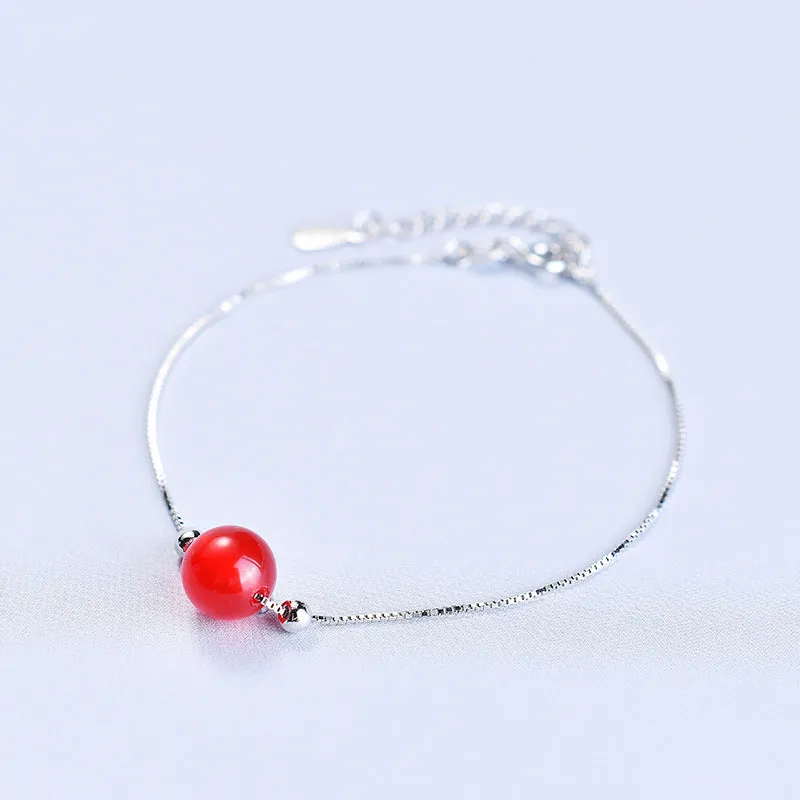 Fortune's Favor Strawberry Crystal Bracelet with Single Ring - Elegant Copper Jewelry