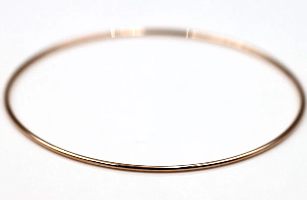 Genuine 9ct 9kt SOLID Yellow, Rose or White Gold Thin 1.3mm GOLF bangle 60mm inside diameter