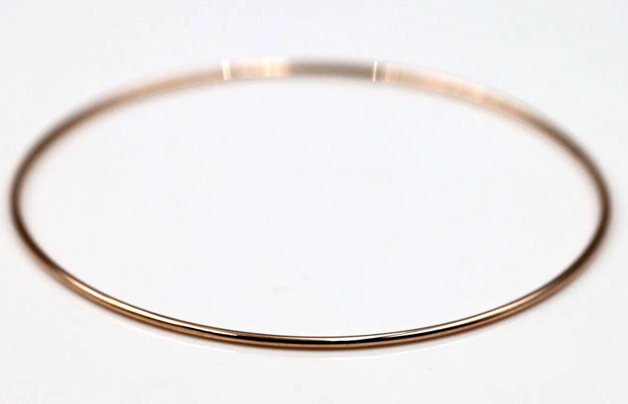 Genuine 9ct 9kt SOLID Yellow, Rose or White Gold Thin 1.3mm GOLF bangle 60mm inside diameter