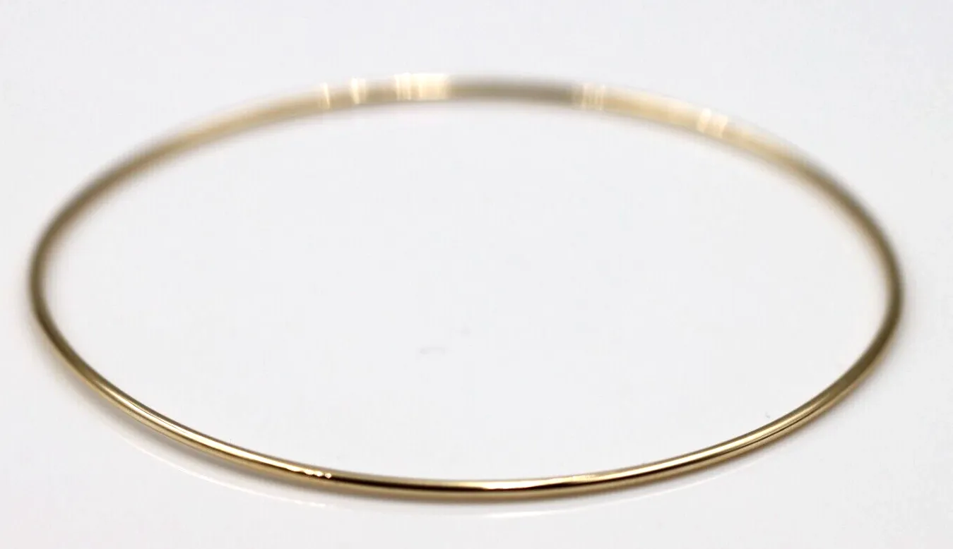 Genuine 9ct 9kt SOLID Yellow, Rose or White Gold Thin 1.3mm GOLF bangle 60mm inside diameter