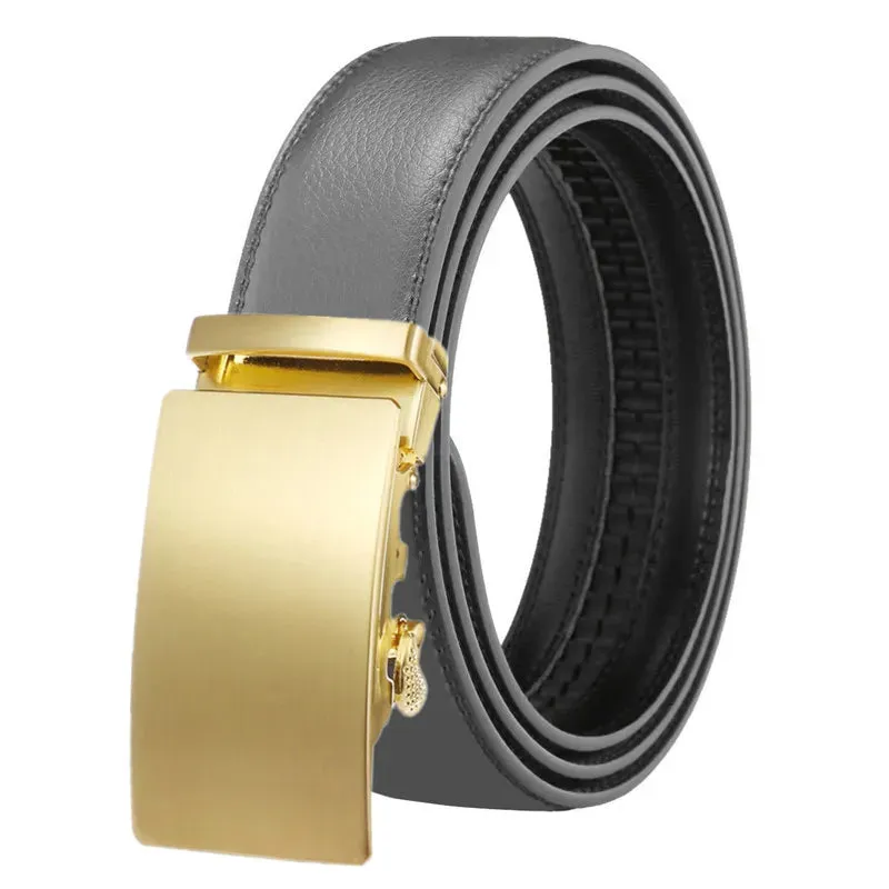 Genuine Leather Men's Belts Alloy Automatic Buckle High Quality Cowhide Belt Business Casual Belt for Men 3.5cm Luxury Brand