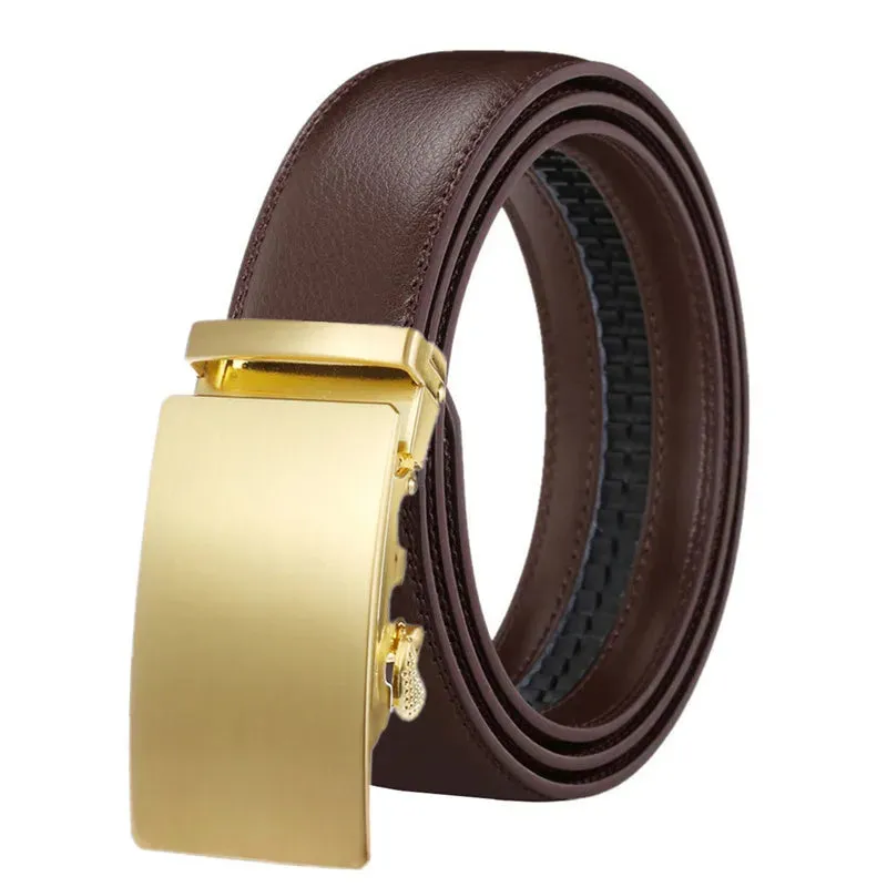 Genuine Leather Men's Belts Alloy Automatic Buckle High Quality Cowhide Belt Business Casual Belt for Men 3.5cm Luxury Brand