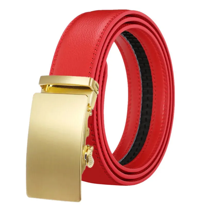 Genuine Leather Men's Belts Alloy Automatic Buckle High Quality Cowhide Belt Business Casual Belt for Men 3.5cm Luxury Brand