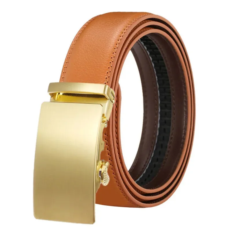 Genuine Leather Men's Belts Alloy Automatic Buckle High Quality Cowhide Belt Business Casual Belt for Men 3.5cm Luxury Brand