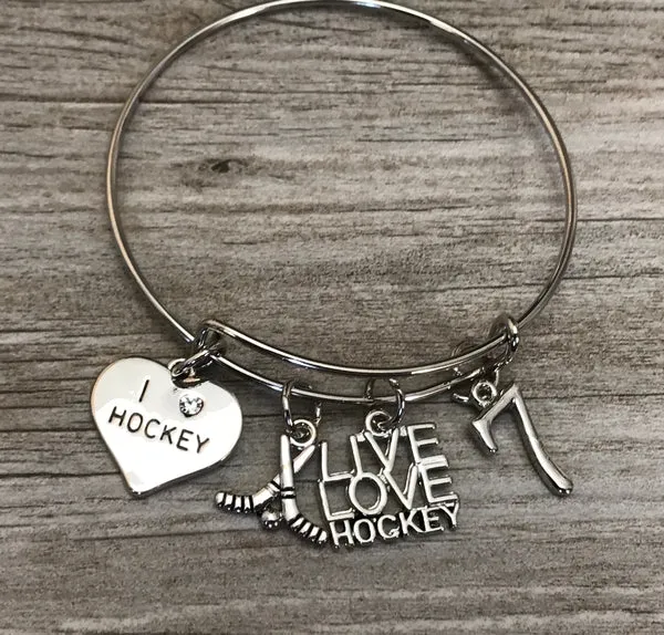 Girls Ice Hockey Bracelet - I Love Hockey