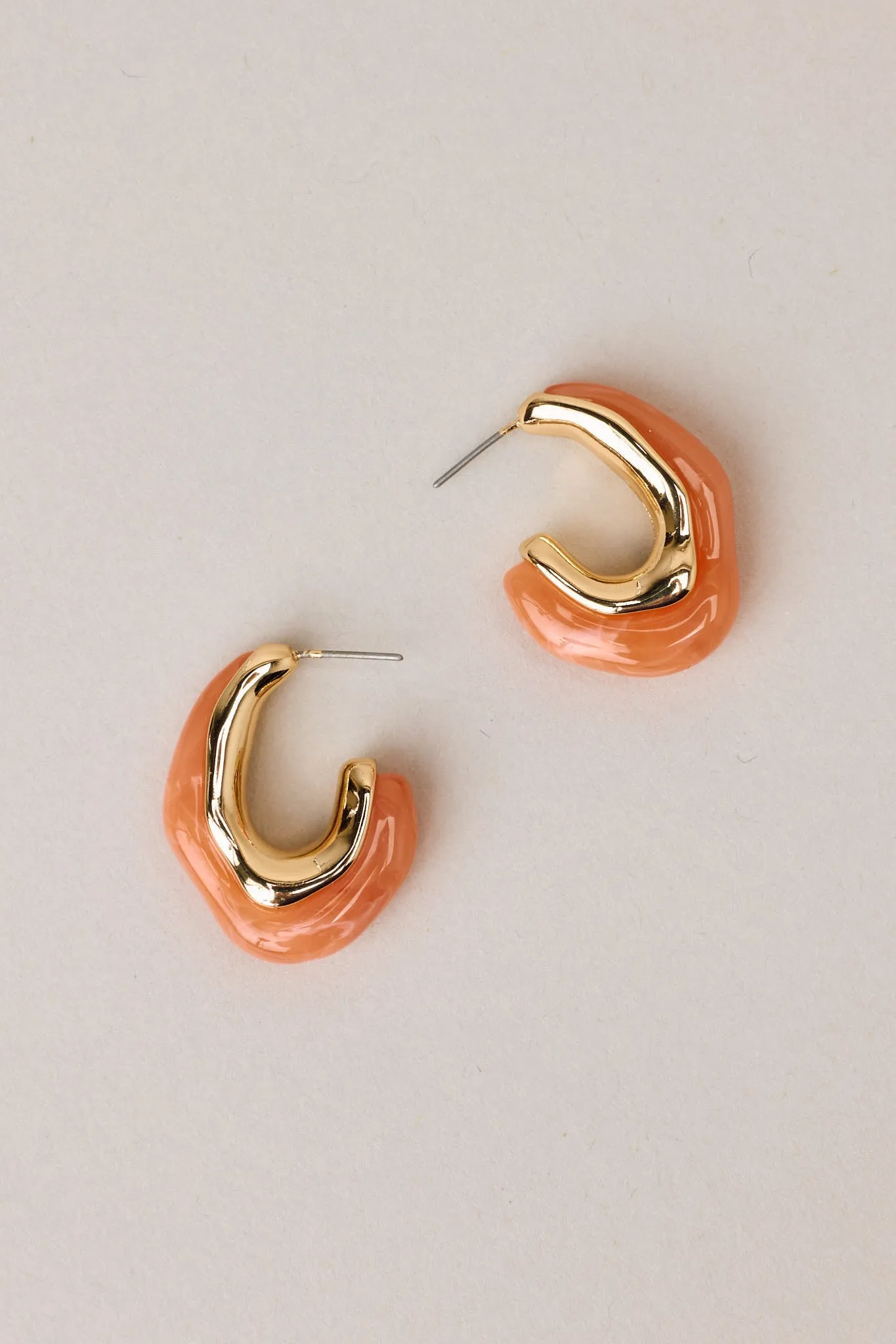 Glassy Glamour Coral Abstract Hoop Earrings