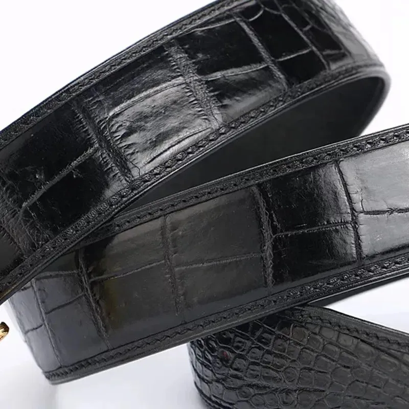 Gold & Silver Crocodile Leather Belt for Men