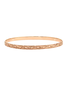 Gold Bangle - 10ct Rose Gold Embossed Solid Bangle - 782393