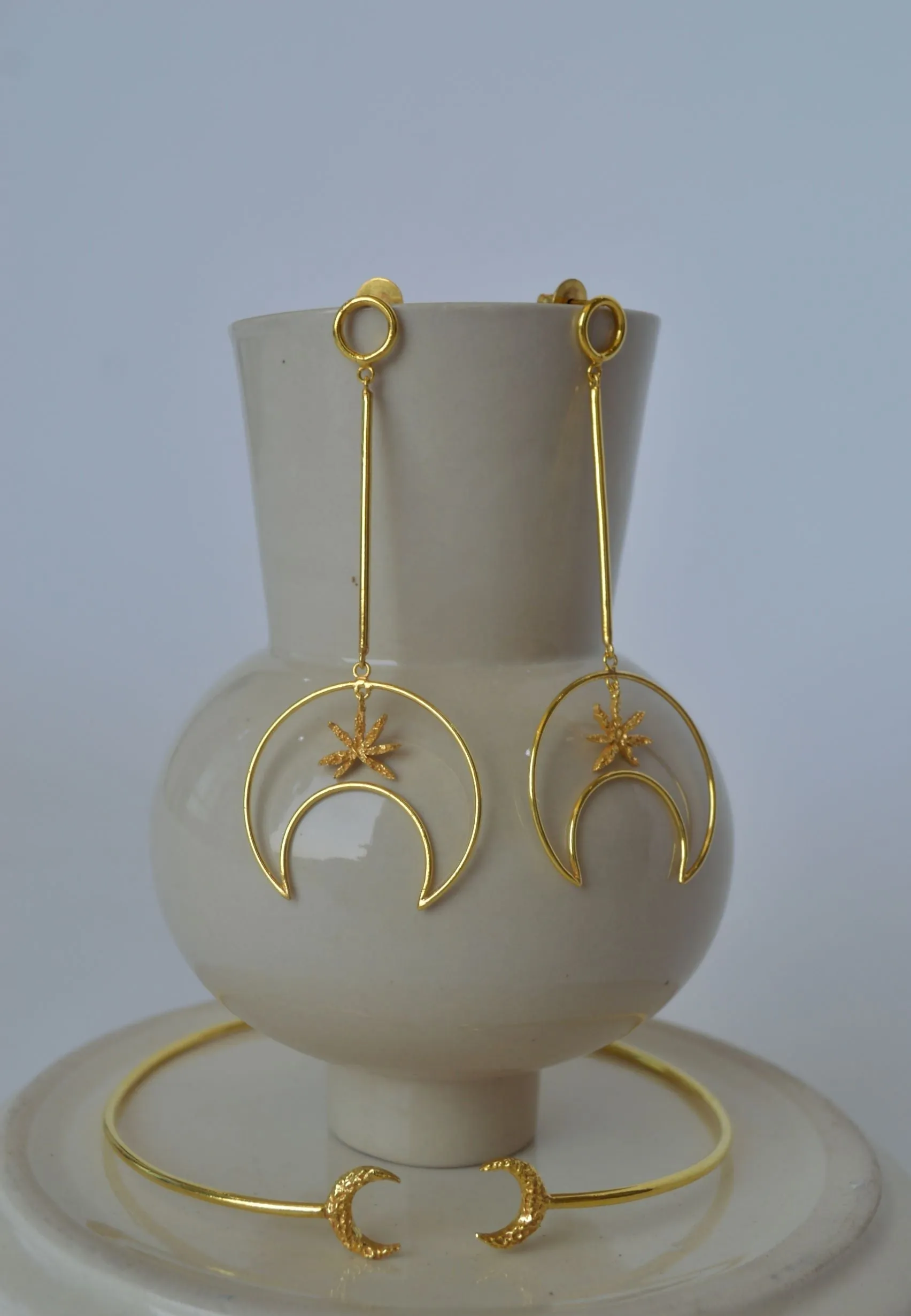 Gold Brass Hollow Moon Choker